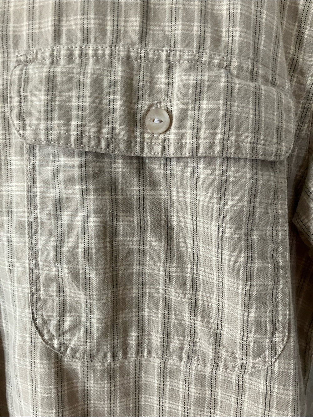 Vintage Woolrich Plaid Camp Short Sleeve Shirt Tan 100 % Cotton Large - Picture 5 of 10